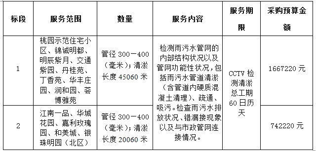 新明街道生活小区排水管网整治项目CCTV检测、清淤项目招标公告